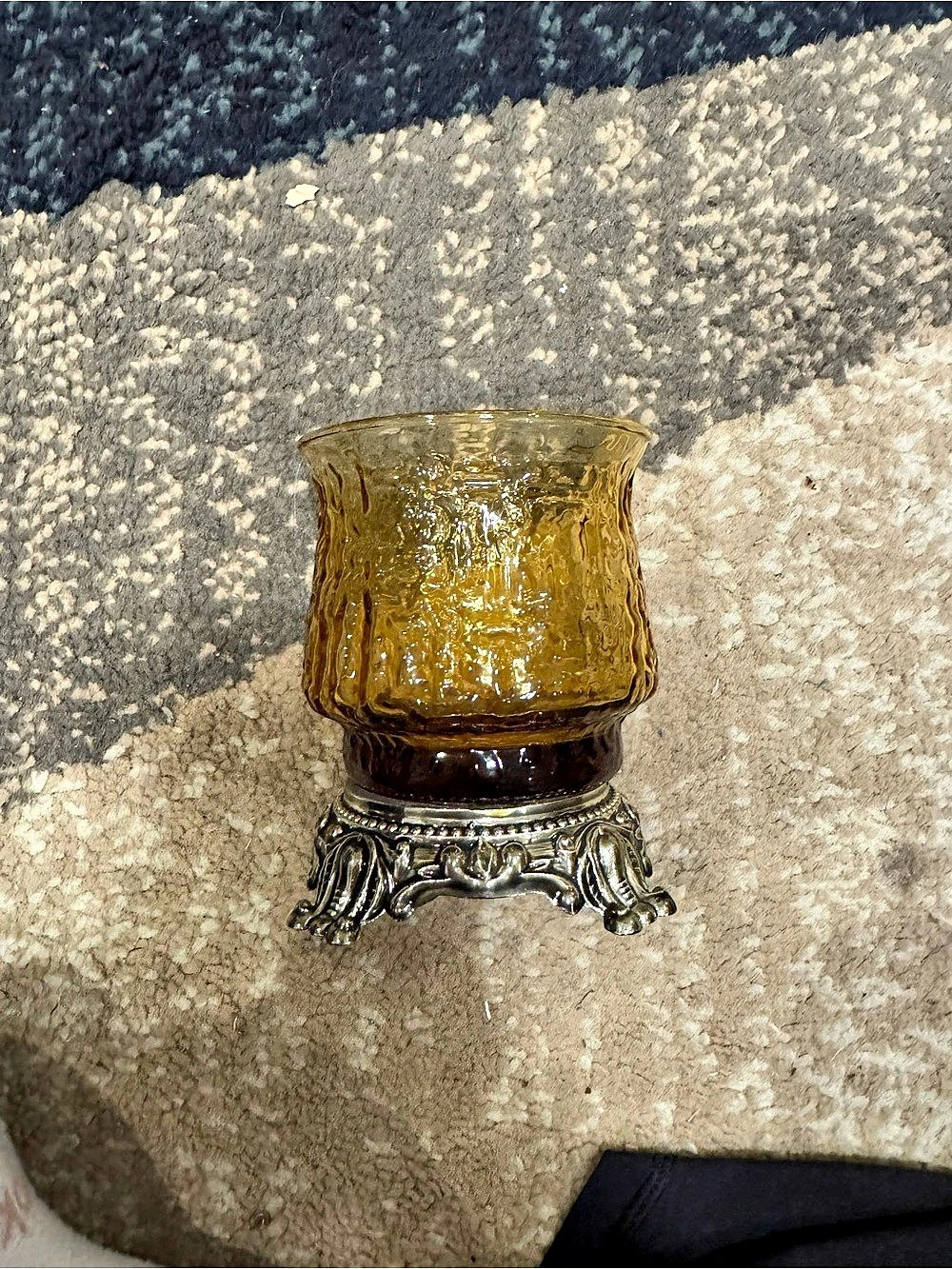 Amber Glass Ornate Base Decor